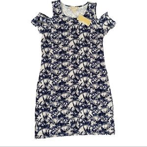 Michael Kors Cold Shoulder Blue White Dress Sz S